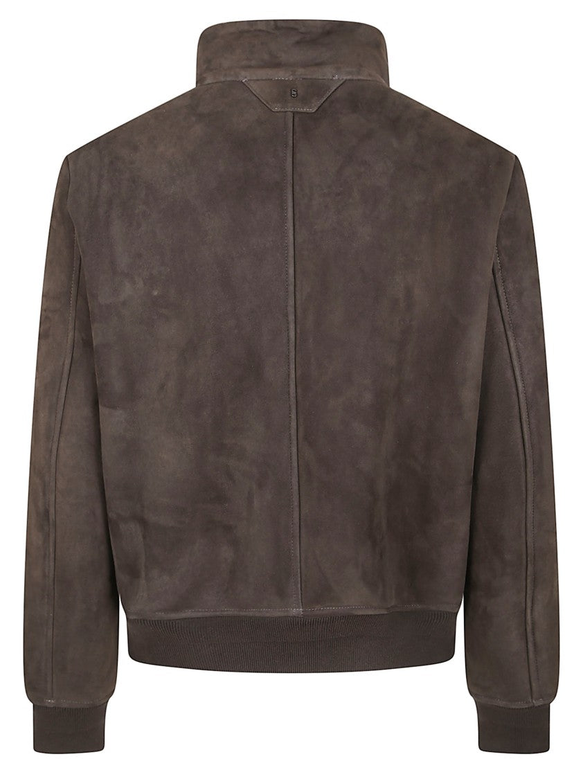 Salvatore Santoro Brown Sheep Skin Jacket With High Collar And Zipper Closure