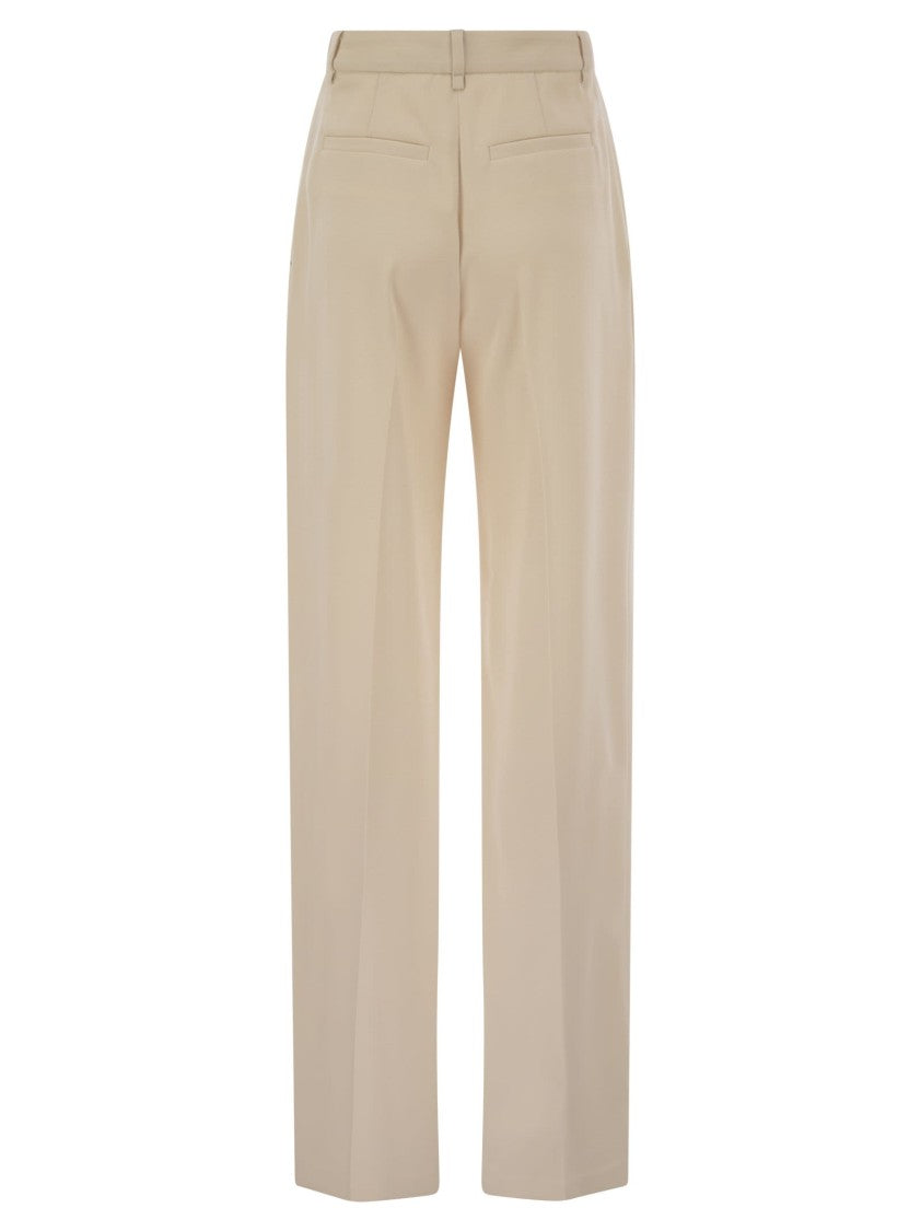 Elisabetta Franchi Crepe Trousers With Contrast Stitching