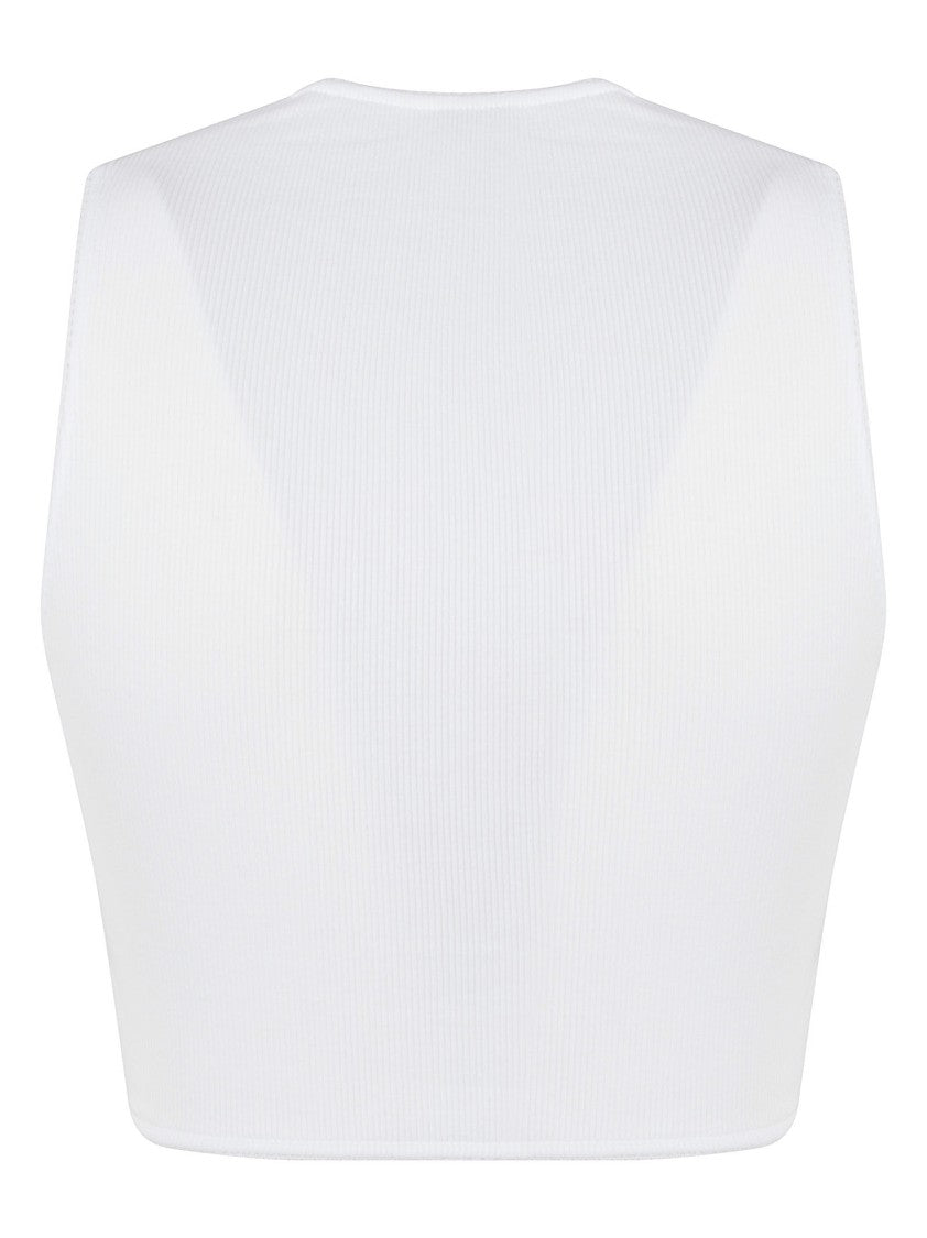 Alaïa Wrap-Effect V-Neck Jersey Top