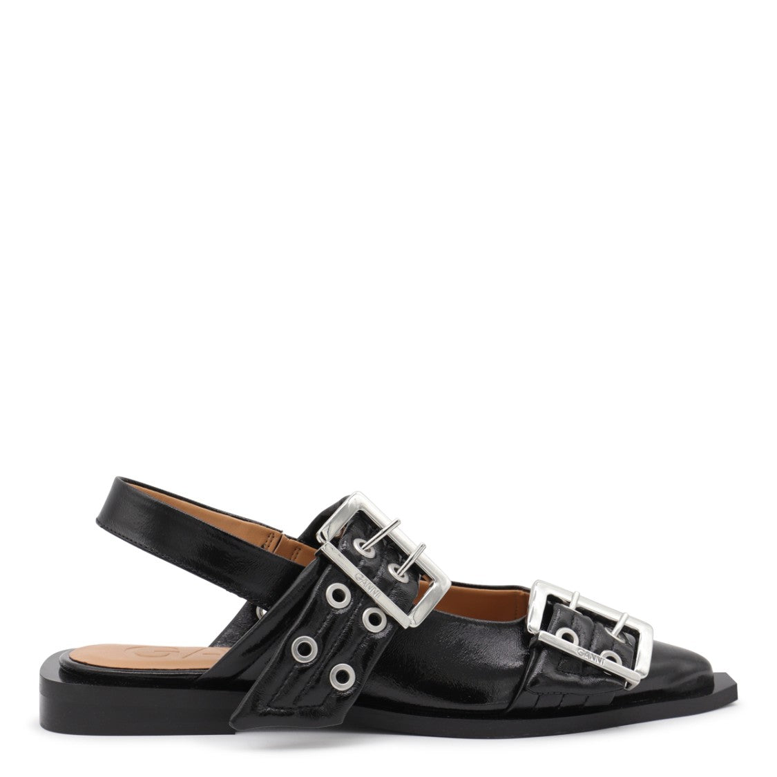 Ganni Black Leather Flats