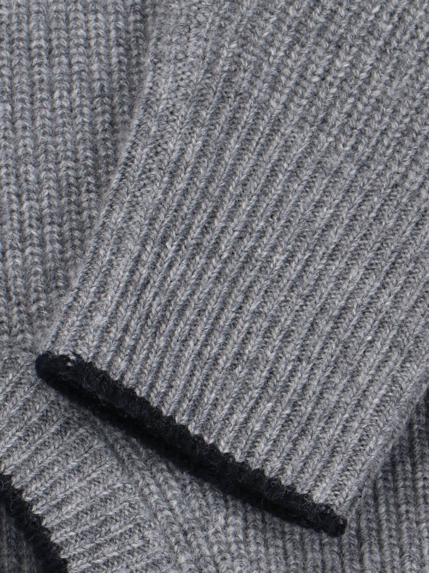 Chloé Grey Wool-Cashmere Sweater With Intarsia Heart Logo