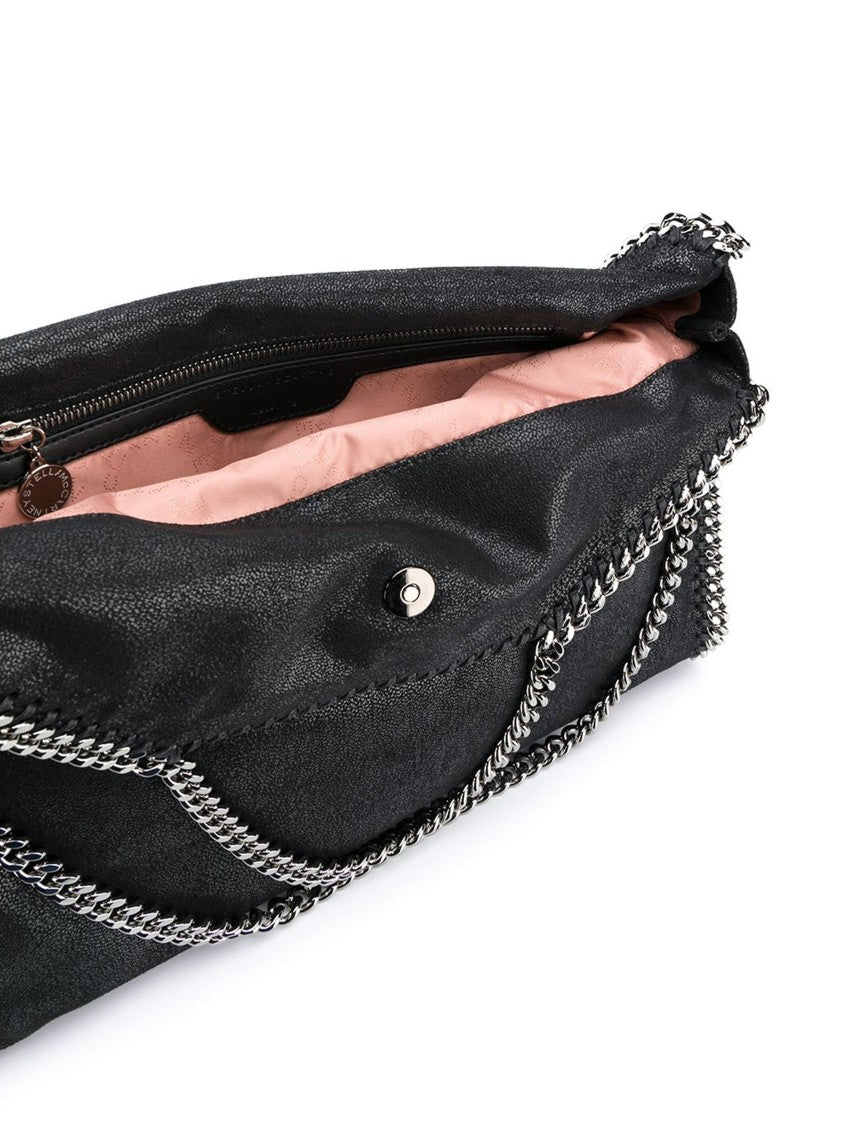Stella Mccartney Black Silver Chain-Trimmed Shoulder Bag