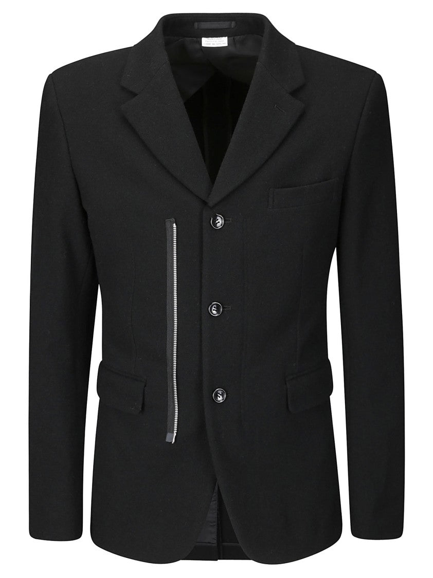 Comme Des Garçons Structured Black Wool Jacket With Button