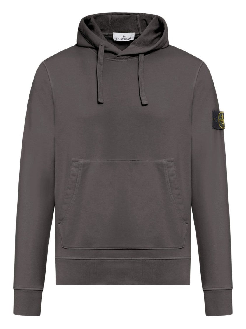 Stone Island Hooded Sweatshirt In Muted Grey With Signature Patch