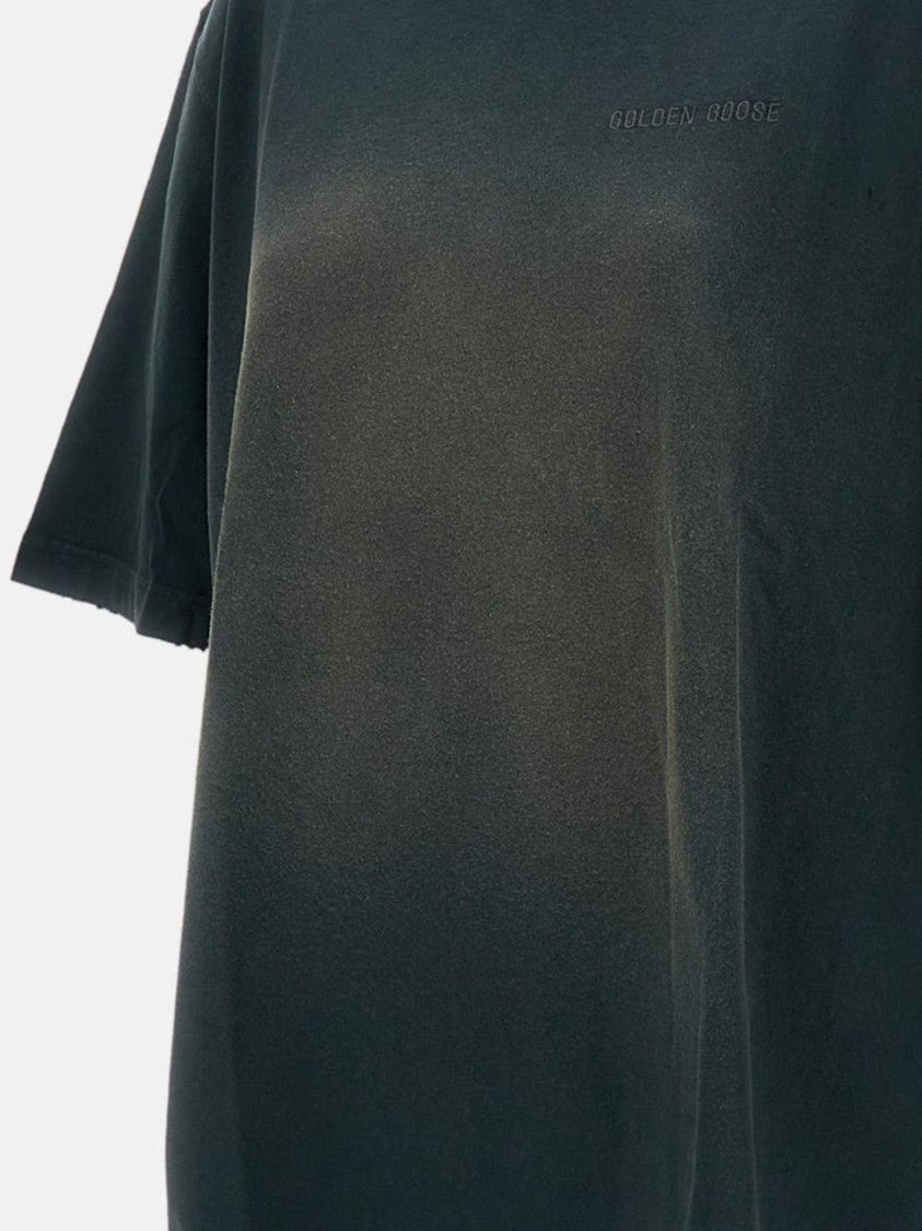 Golden Goose Black Logo Embroidery Cotton T-Shirt
