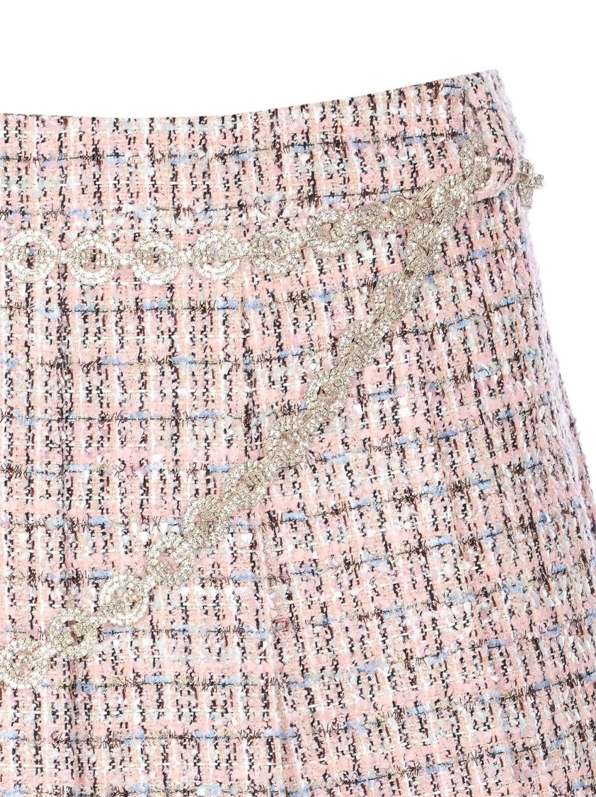 Self-Portrait Textured Flared Skirt With Decorative Waist Trim