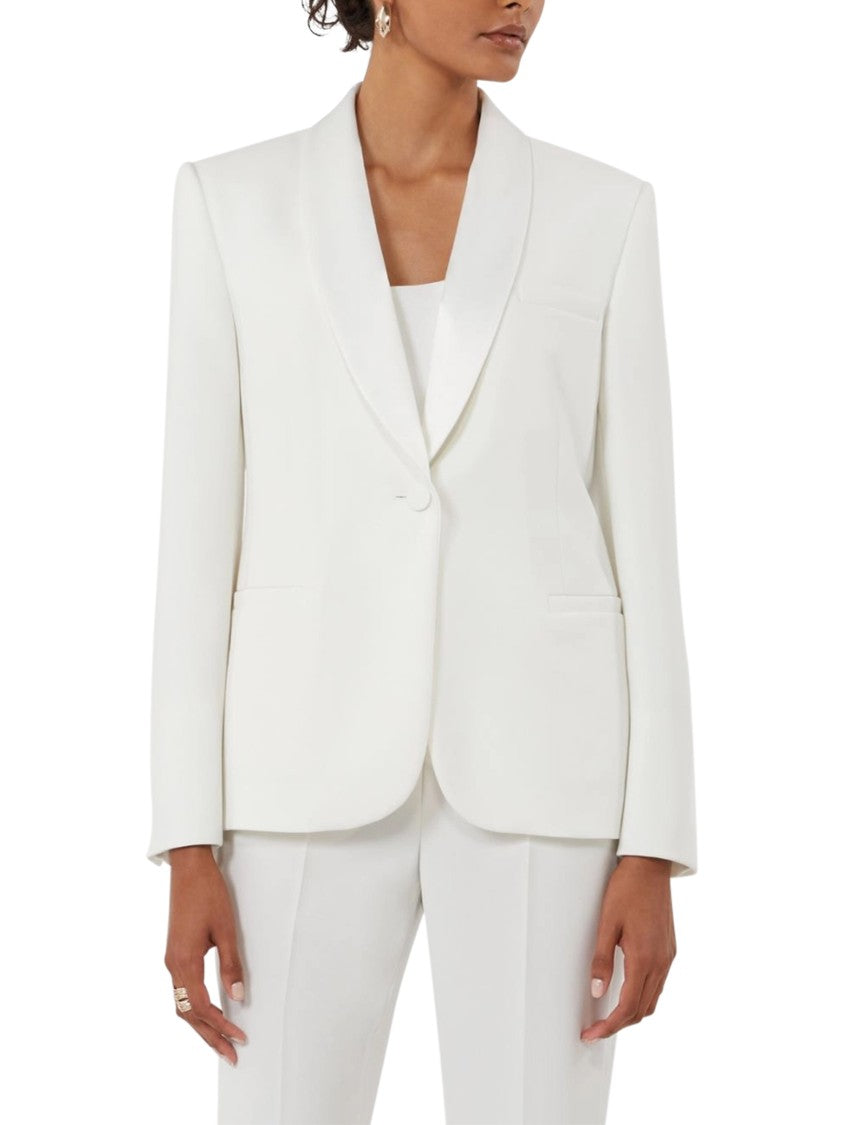 Max Mara Structured White Tailored Jacket With Shawl Collar
