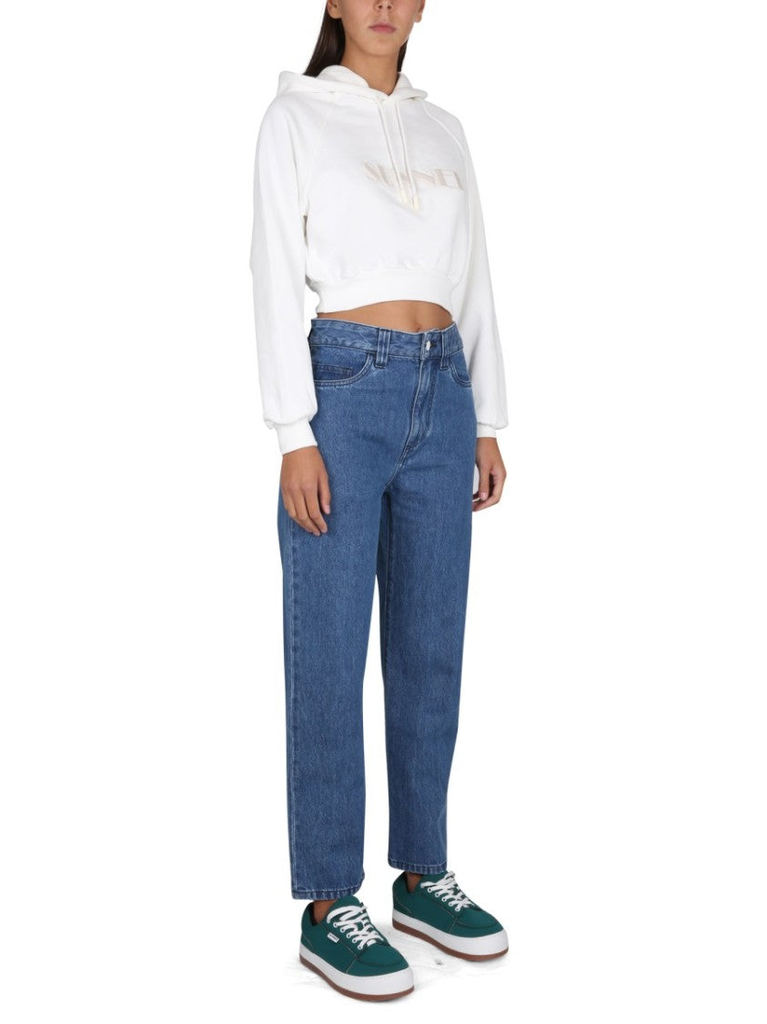 Sunnei Cropped Hoodie With Drawstring