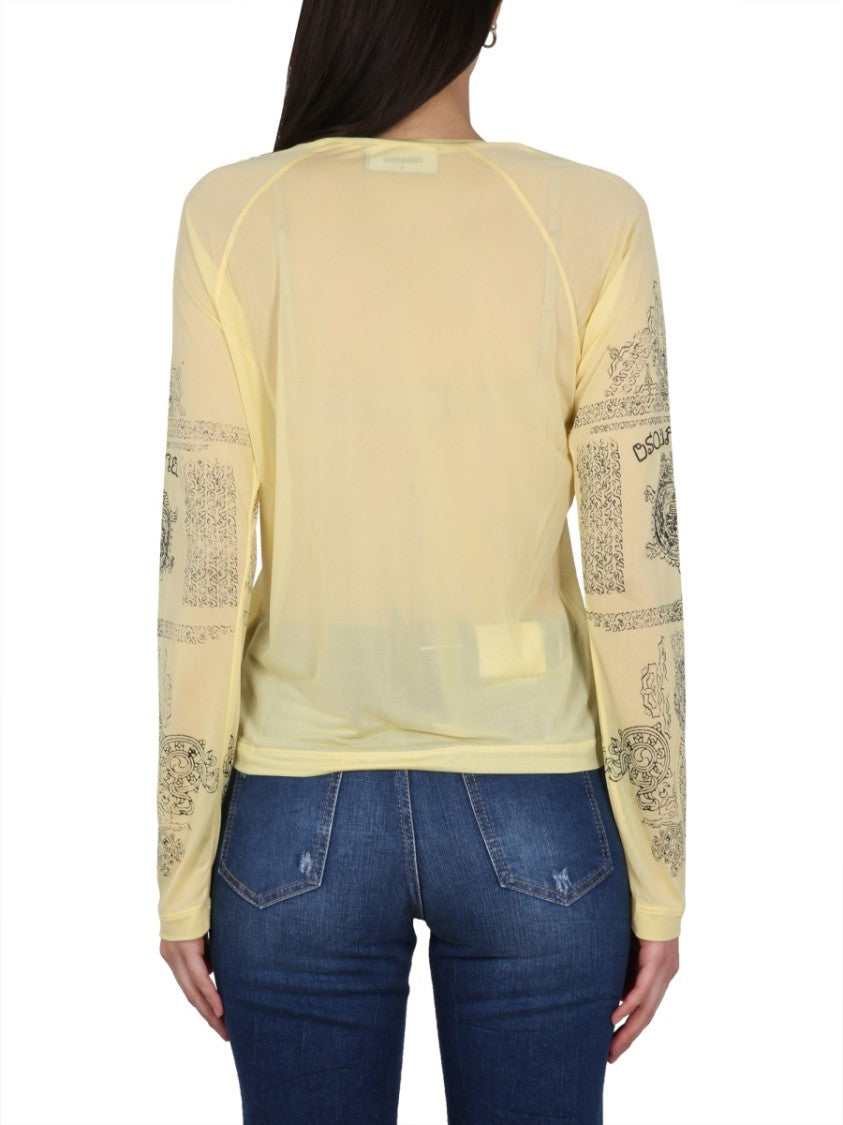 Dsquared2 Semi-Sheer Long-Sleeved T-Shirt
