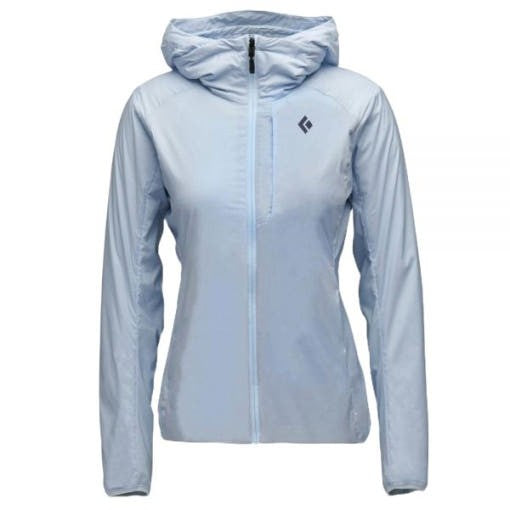 Black Diamond Fitted Lightweight Jacket With Attached Hood And Zipper Closure