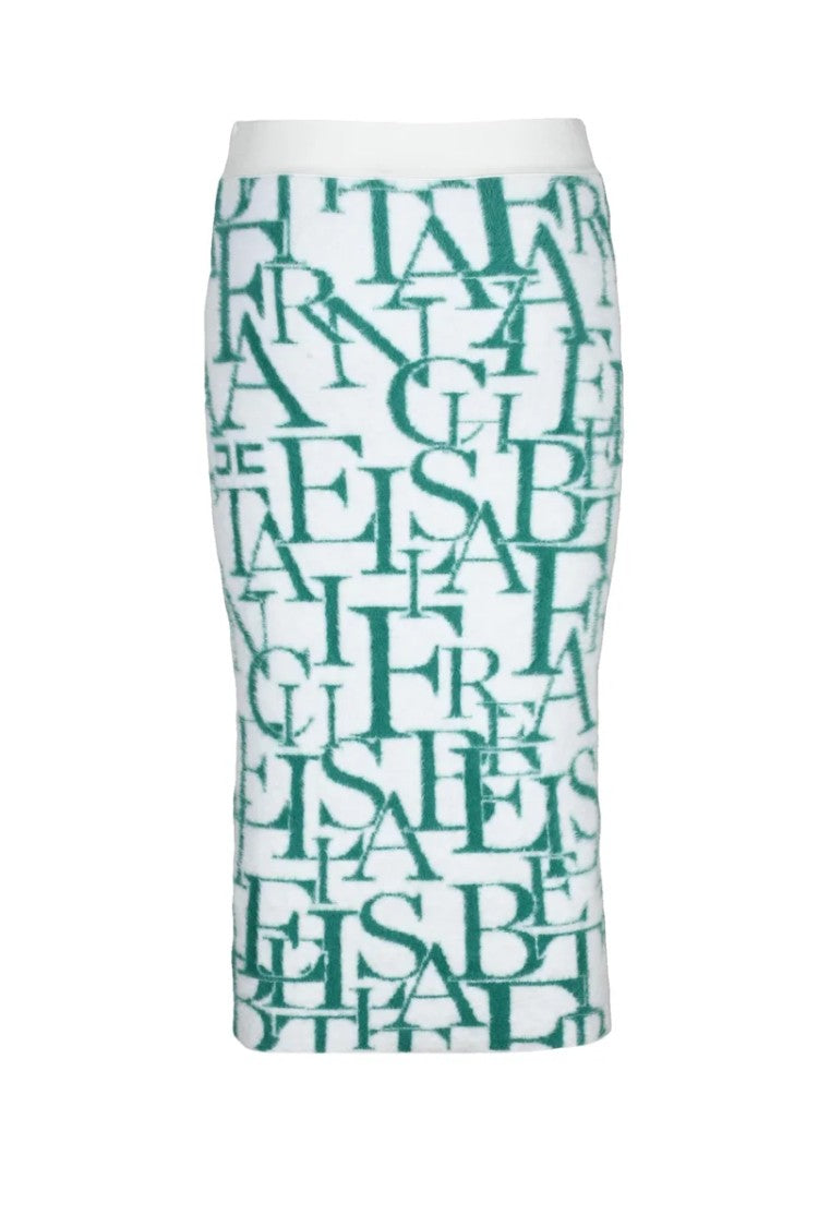 Elisabetta Franchi Plush Longuette Skirt - White/Green