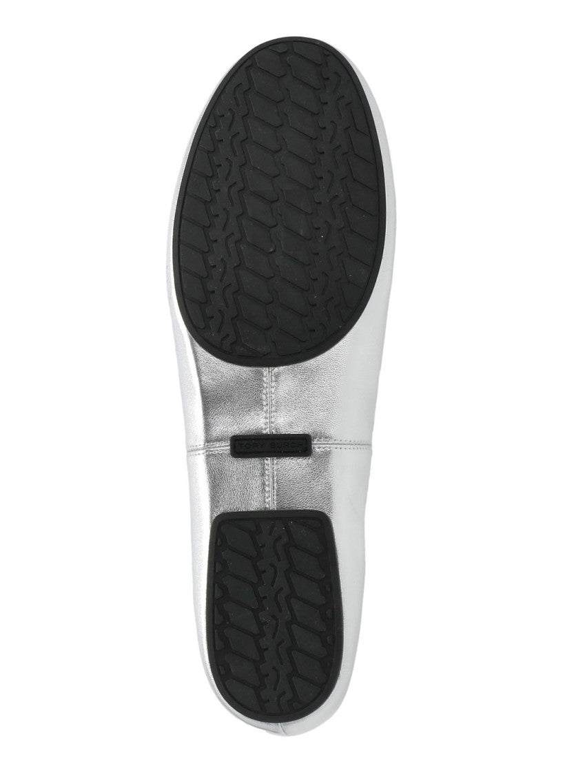 Tory Burch Silver Reva Leather Flats