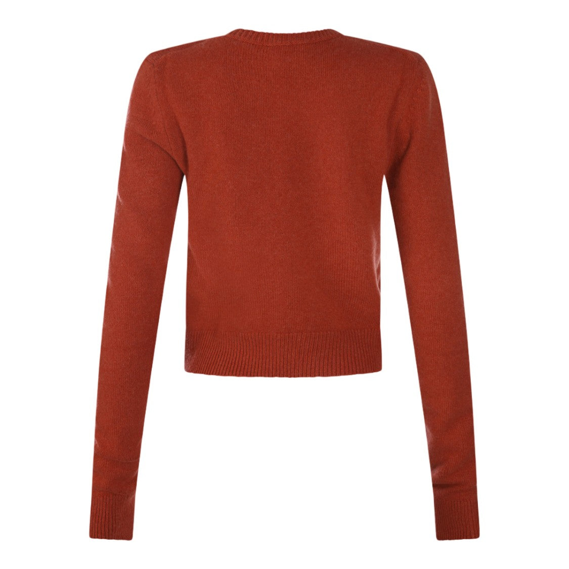 Saint Laurent Crew Neck Knit Sweater In Rich Rust Hue