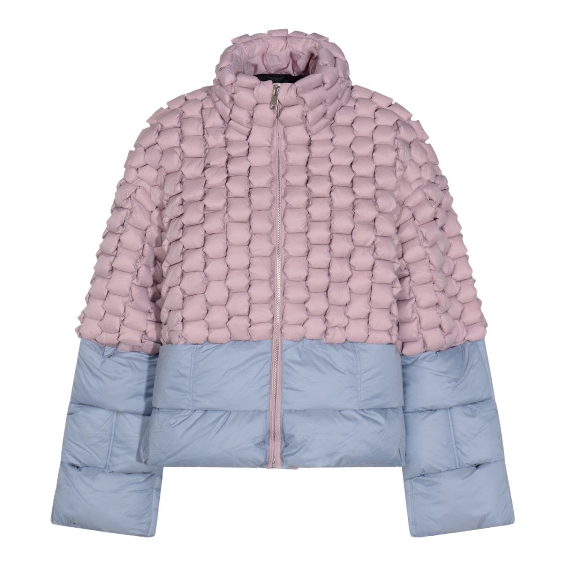 Raxxy Cropped Quilted Coat With Honeycomb Pattern