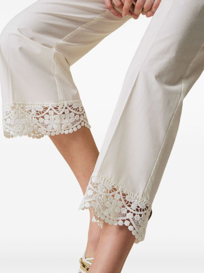 Twin-Set Cropped Stretch Cotton Poplin Pants