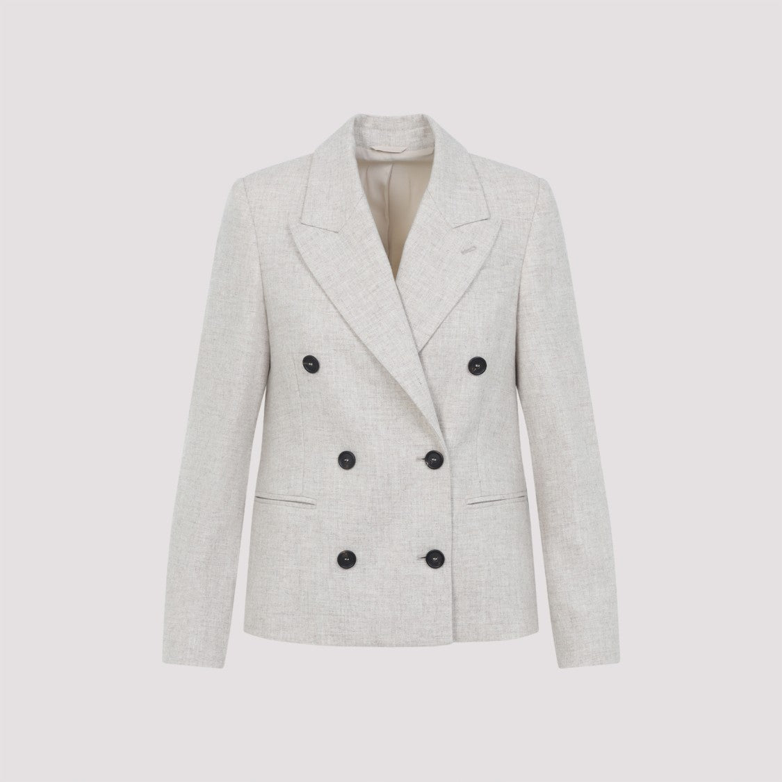 Brunello Cucinelli Double Breasted Beige Virgin Wool Jacket