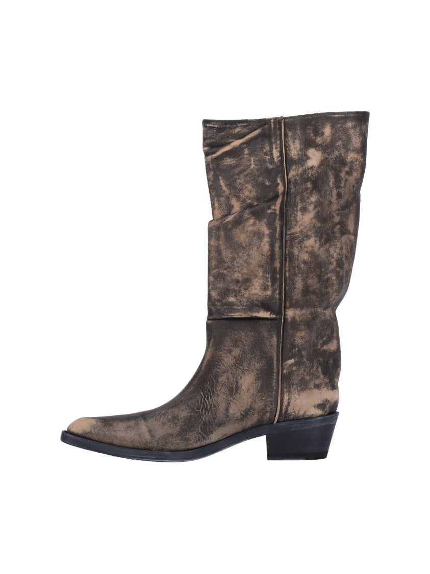 Khaite Mid-Calf Boots With Squared Pointed Toe