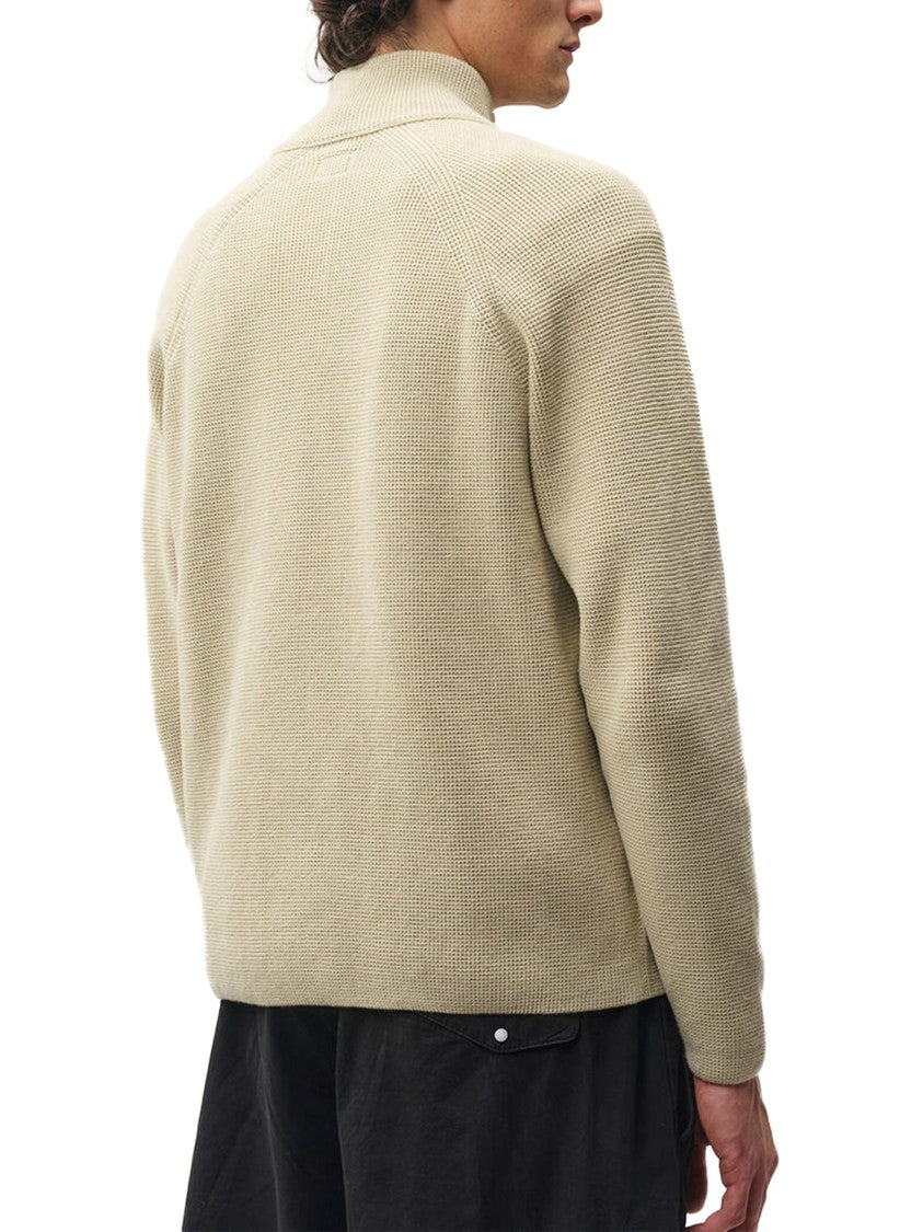 C.P. Company Waffle Knit Cotton Zip Lens Cardigan