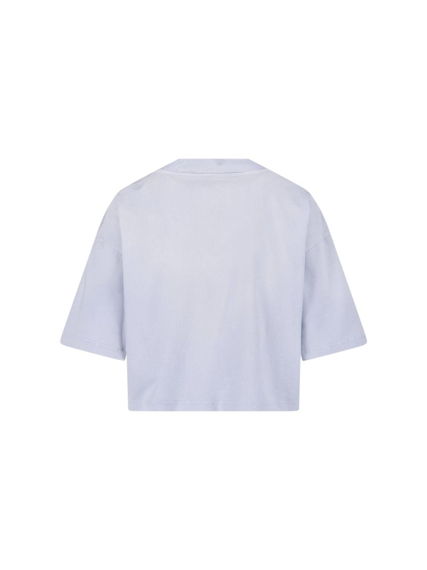 Marni Grey Cropped Logo Cotton T-Shirt
