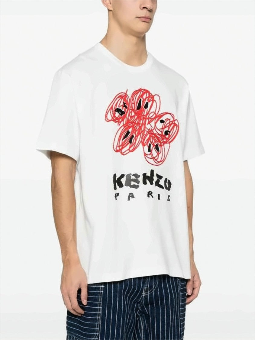 Kenzo Relaxed Fit Graphic White Cotton T-Shirt