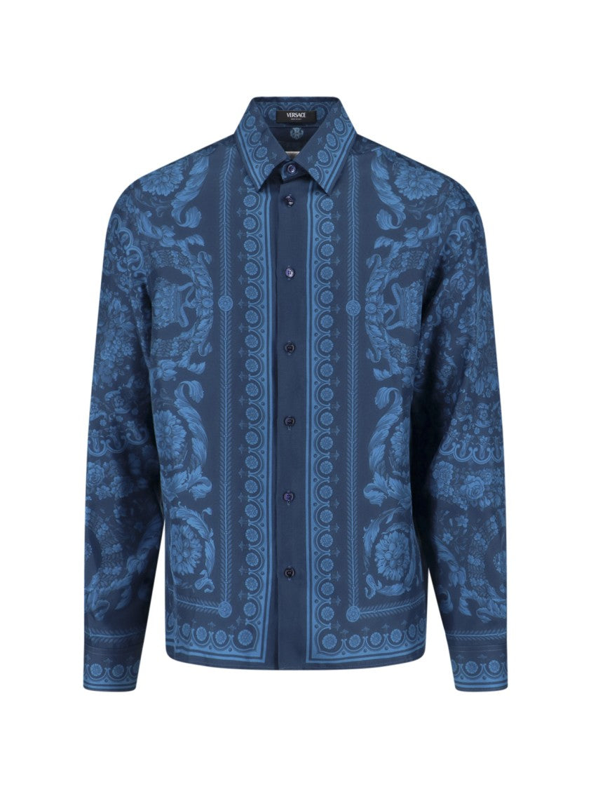 Versace "Barocco" Silk Shirt – Blue