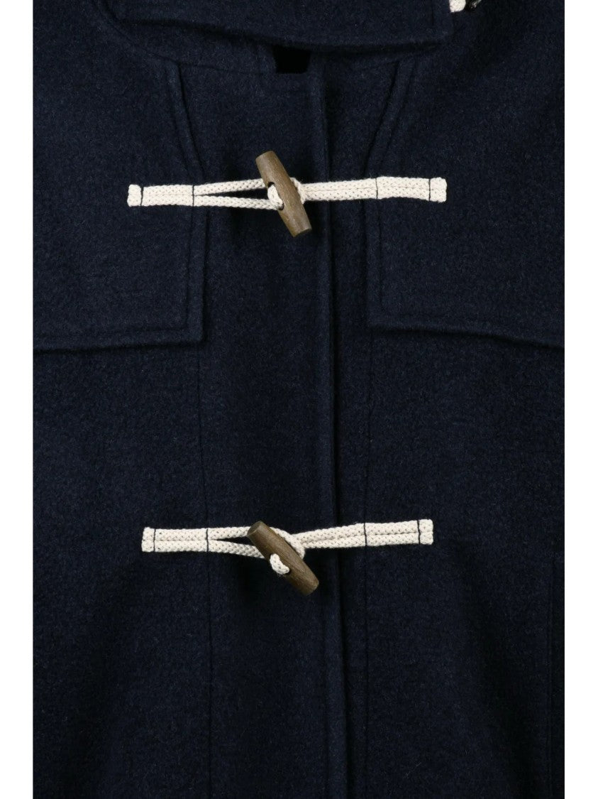 Circolo 1901 Navy Blue Virgin Wool-Cashmere Montgomery Coat