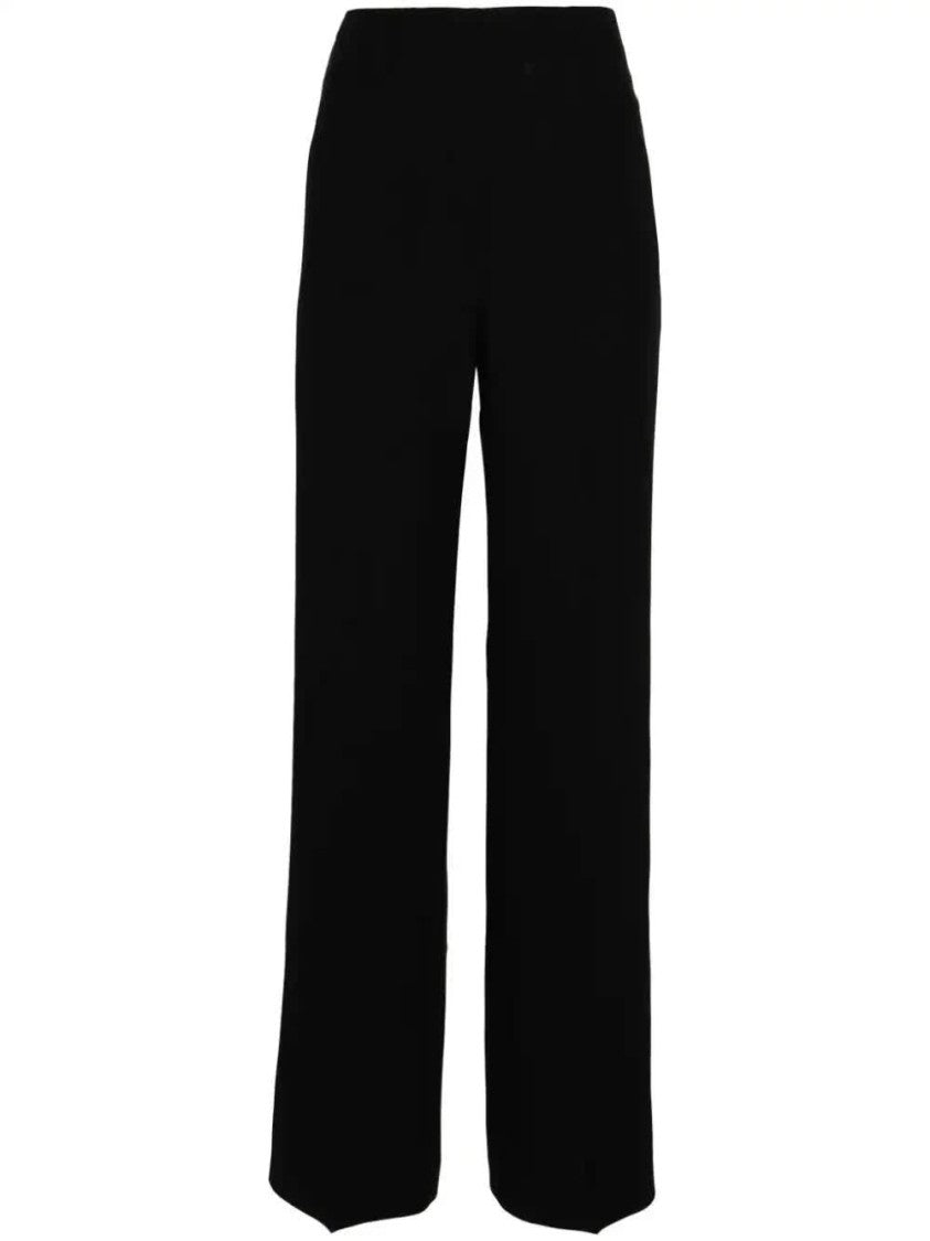 Alberta Ferretti Neutral Pantaloni High-Waisted Satin Palazzo Pants