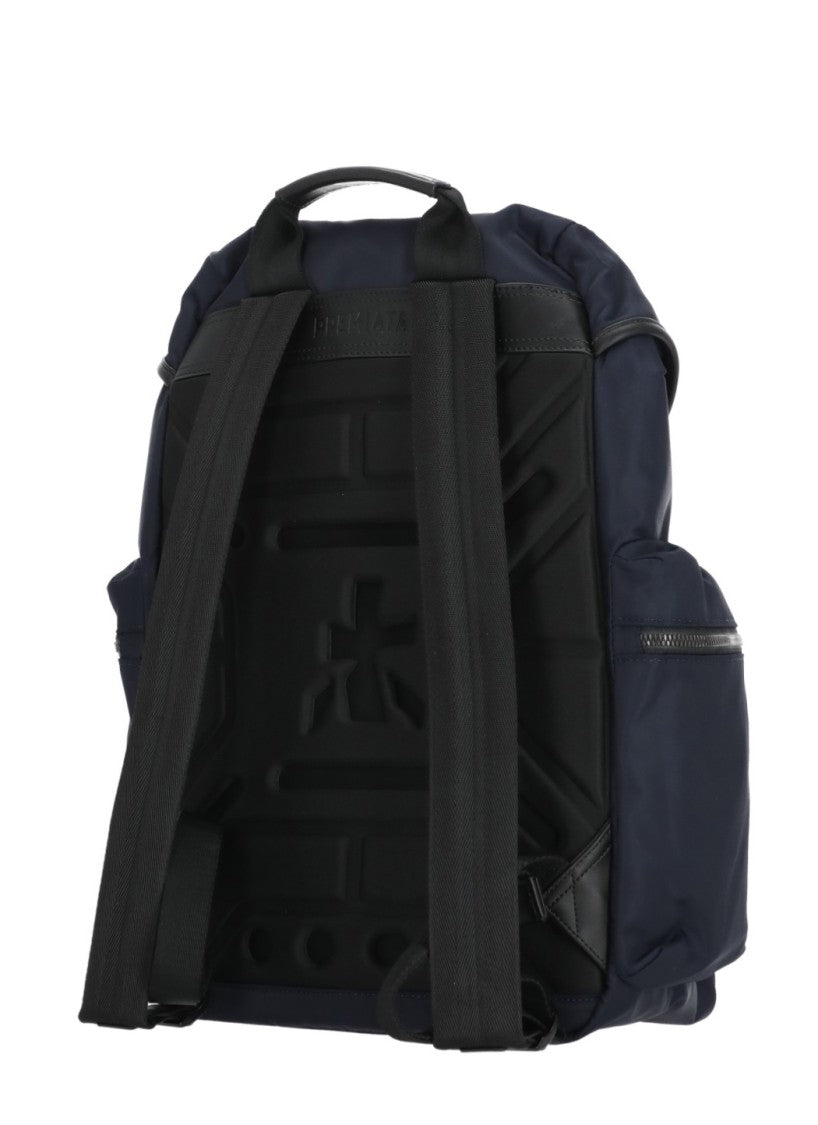 Prmt Structured Nylon Backpack With Leather Accents And Multiple Compartments