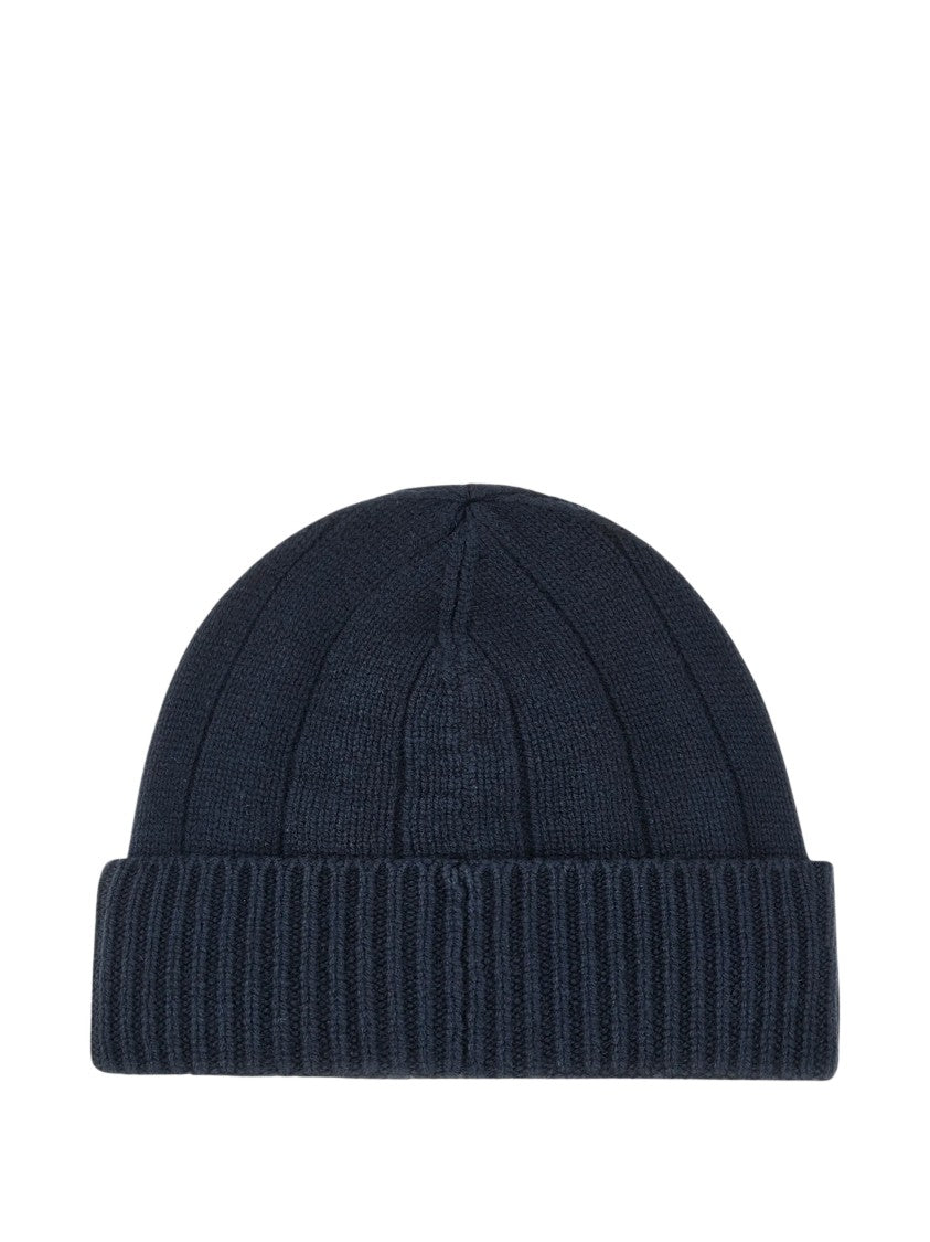 Paul & Shark Navy Blue Ribbed Cashmere-Blend Beanie Hat