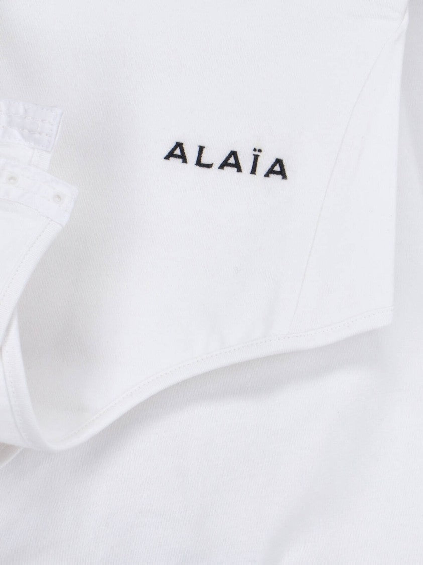 Alaïa Fitted Bodysuit With Contrasting Logo Embroidery