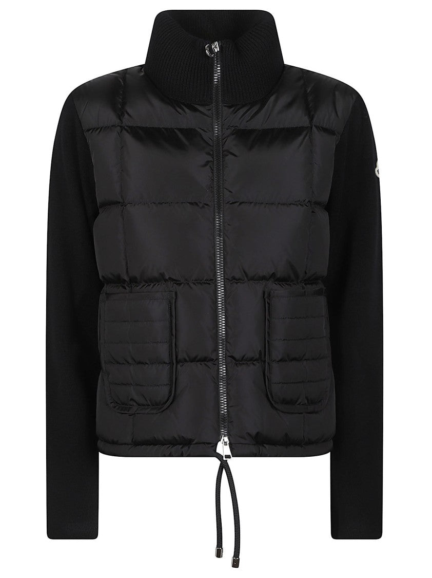 Moncler Tricot Quilted Padded Ribbed Collar Cardigan