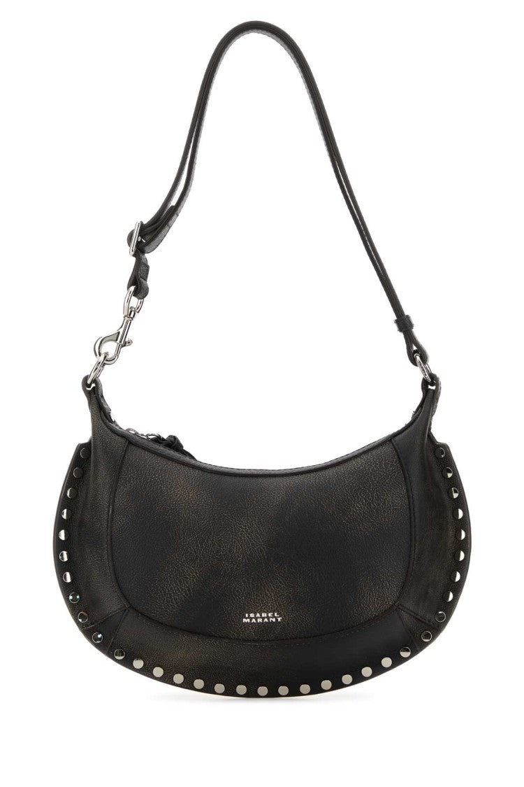 Isabel Marant Black Leather Oskan Moon Shoulder Bag