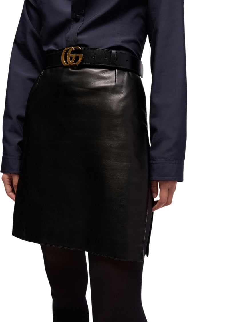 Gucci Black Nappa Leather Mini Skirt