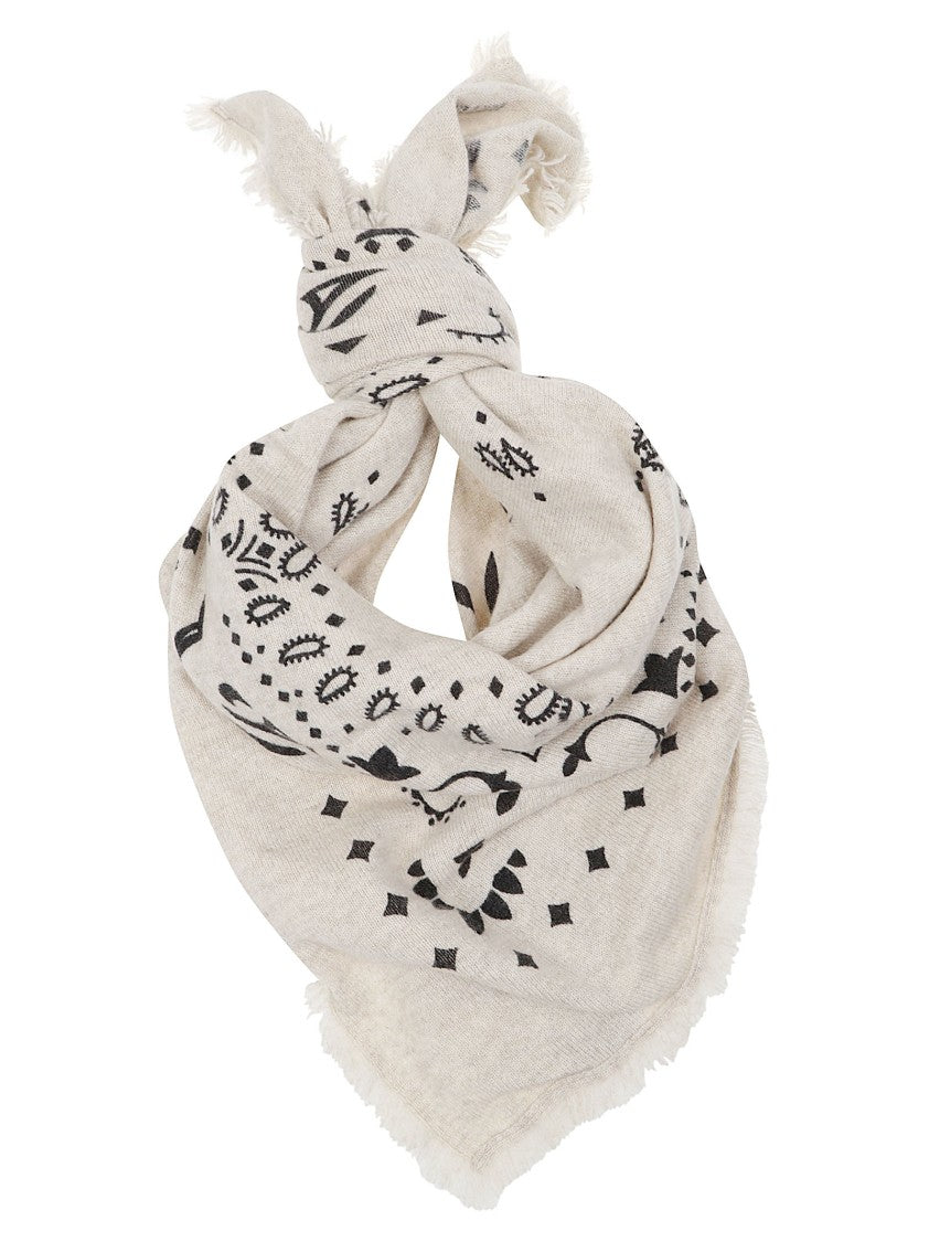 Kujten Light Beige Hachiko Bandana Abstract Cashmere Scarf