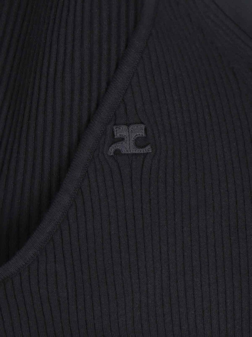 Courrèges Slash Logo Top In Black Fabric