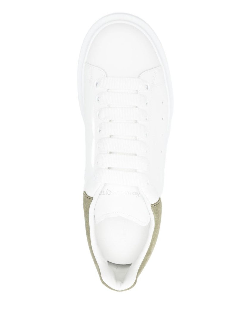 Alexander Mcqueen White Leather Sneakers With Suede Accent