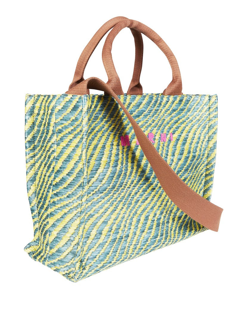 Marni Basket Small Wavy Striped Tote Bag