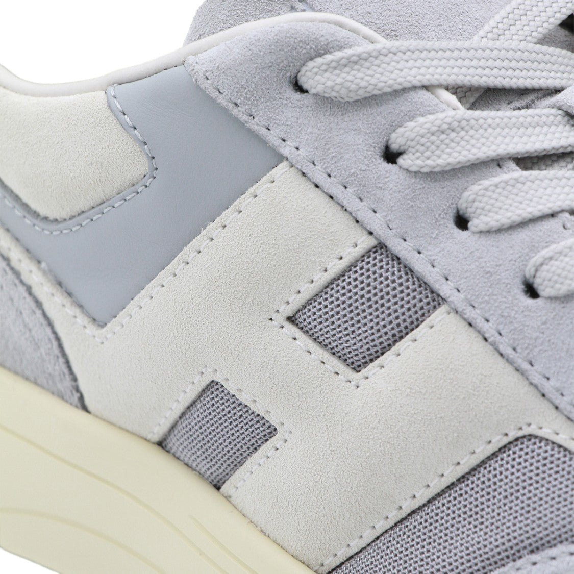 Hogan Layered Grey Suede And Mesh Sneakers