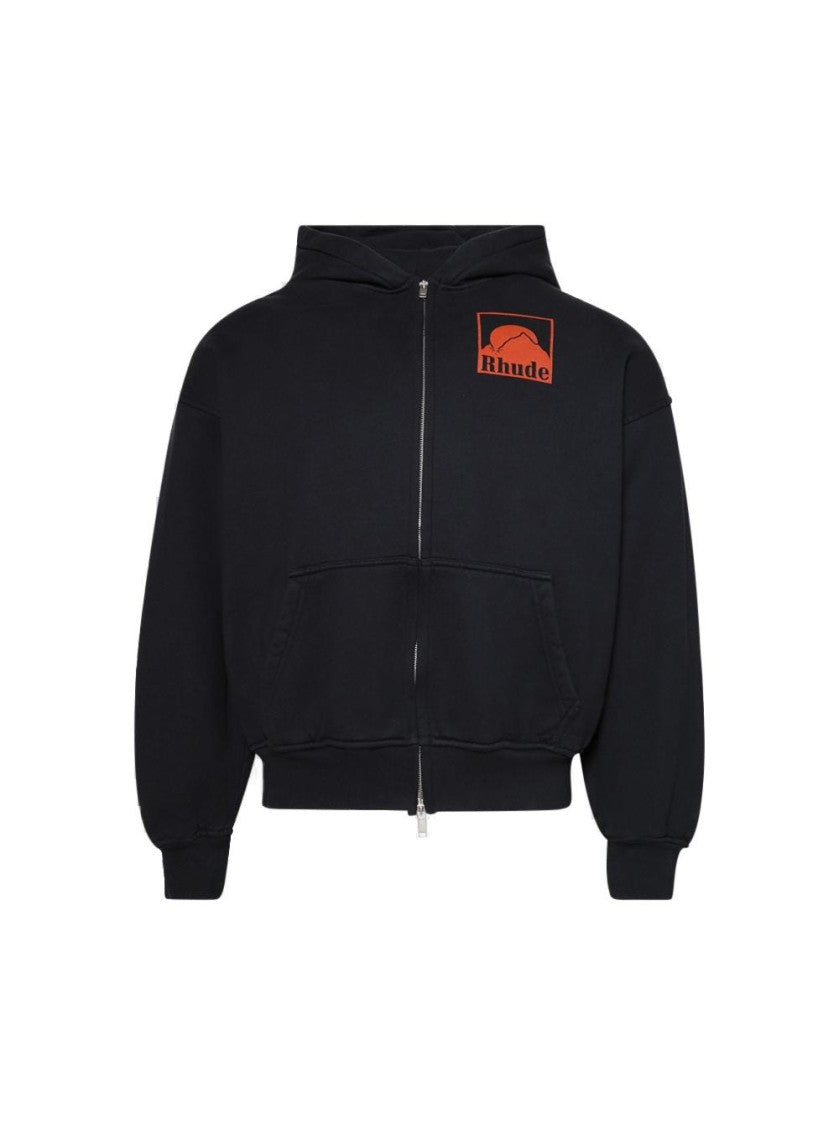 Rhude Moonlight Badge Full Zip Hoodie Black