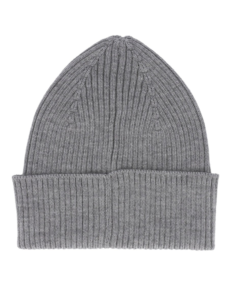 Givenchy Grey Logo-Embroidered Skater Beanie With Ribbed Knit Design