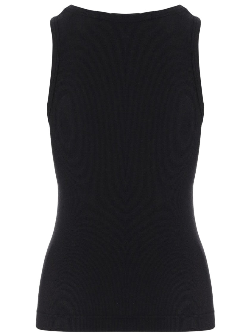 Alainpaul Black Ribbed Bow Lyocell-Blend Tank Top