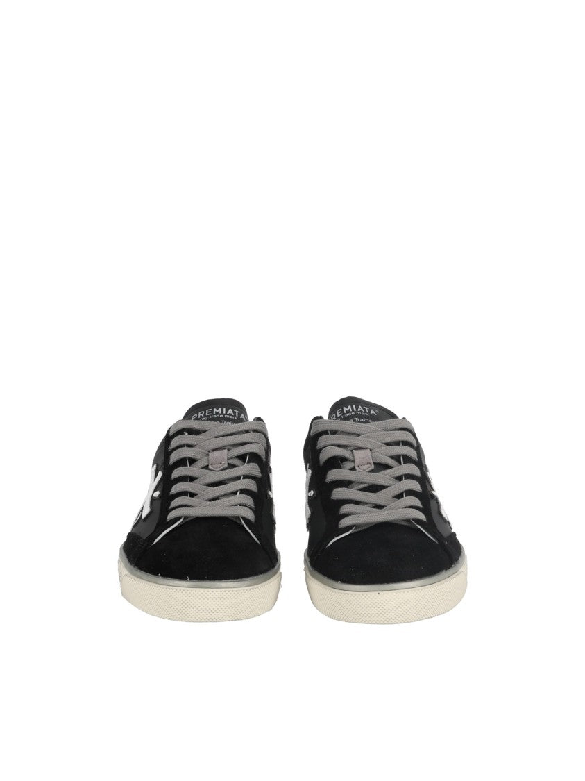 Premiata Black Steven Textured Rubber Sole Low-Top Sneakers