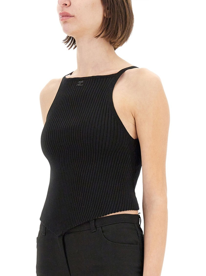 Courrèges Fitted Ribbed Tank Top With High Neckline