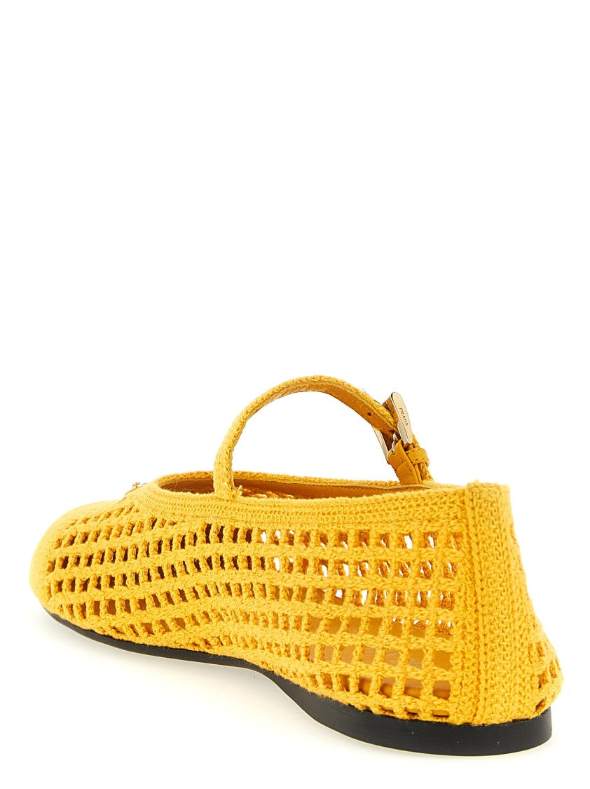 Prada Crochet Cotton Ballet Flats