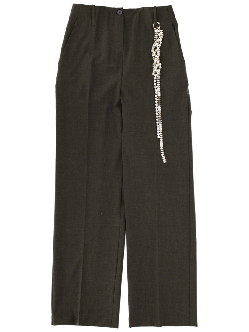 Circus Hotel Neutrals Straight-Leg Virgin Wool Tailored Pants
