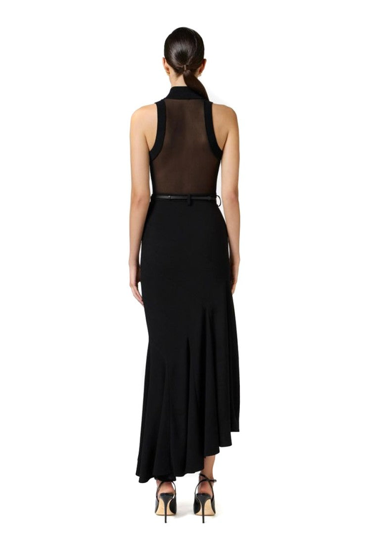 Elisabetta Franchi Black High Neck Ribbed Viscose Top