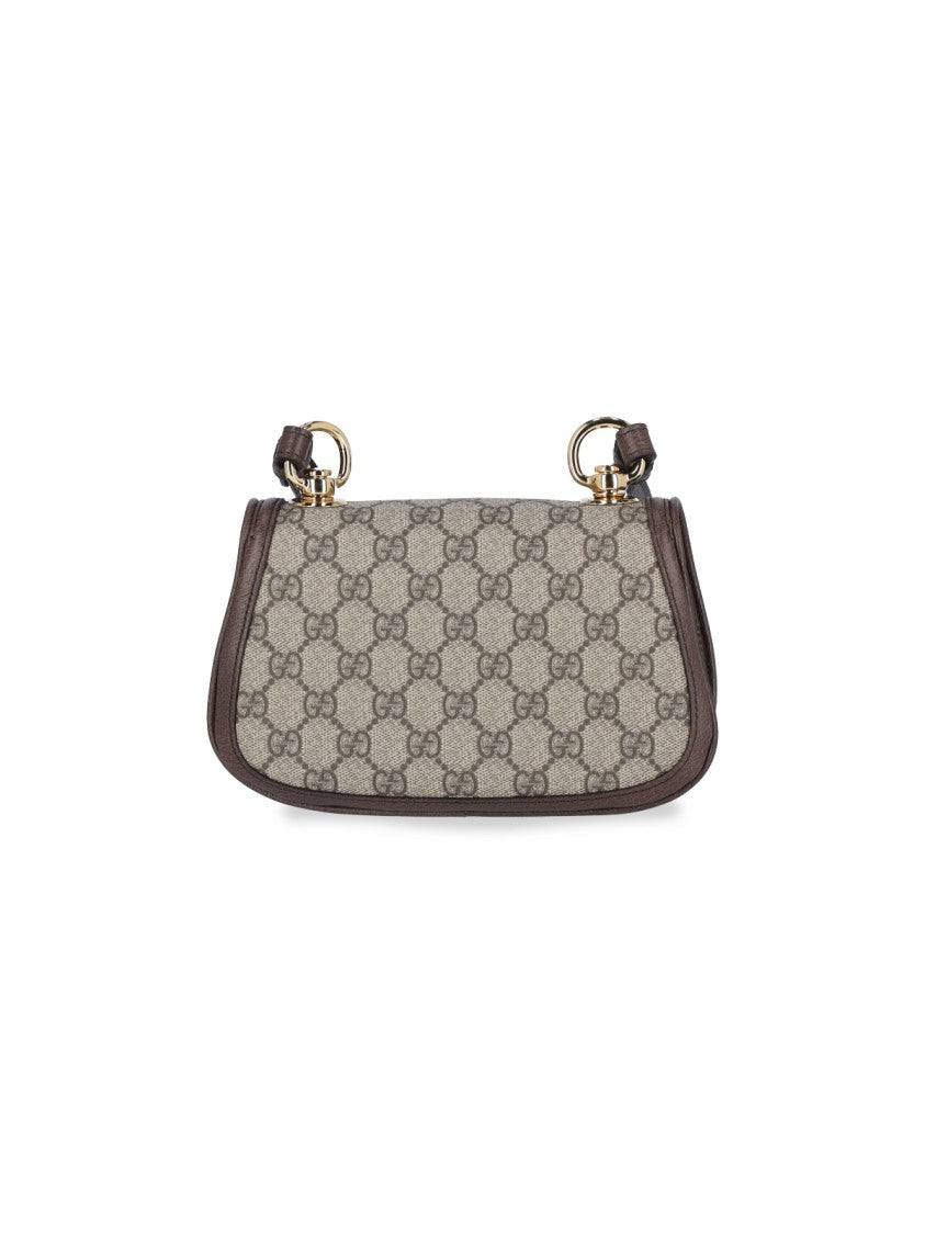 Gucci Mini Handbag With Gg Supreme Logo Design And Gold Accents