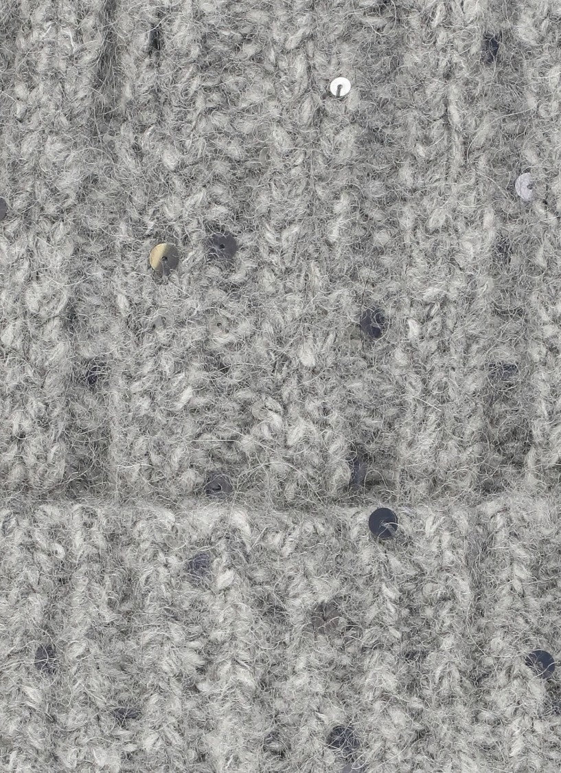 Panicale Grey Alpaca-Blend Paillettes Ribbed Beanie Hat