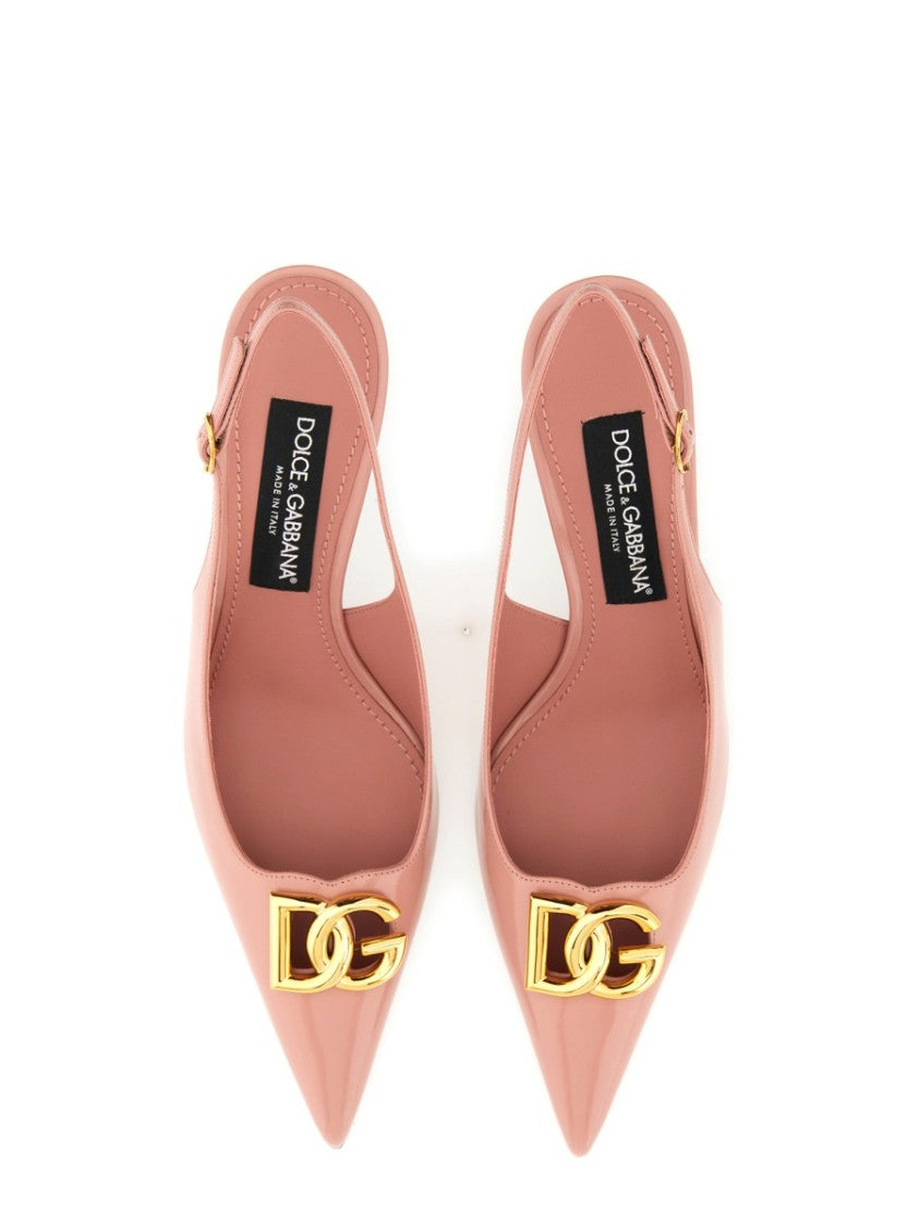Dolce & Gabbana Pointed Toe Leather Slingback