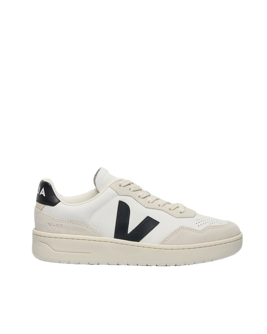 Veja V-90 O.T. Sneakers In White And Black